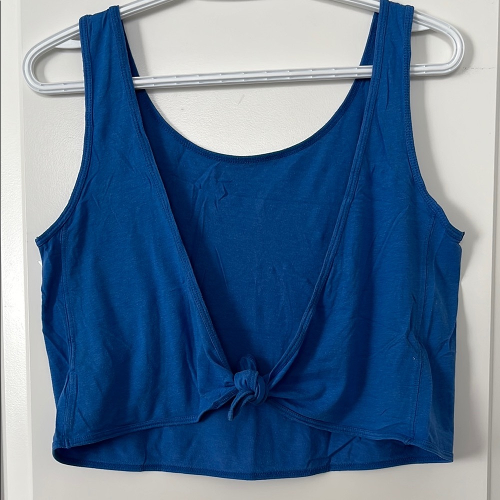 Babaton Blue Tie-Back Cropped Tank